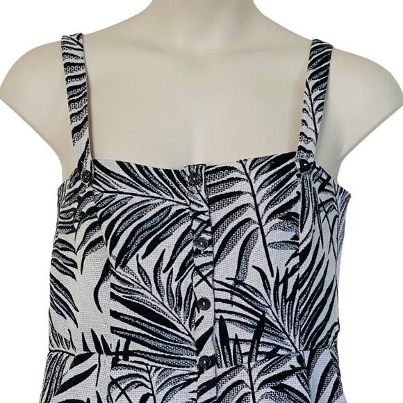 Hutch Aidy Black Ivory Jacquard Palm Frond Sleeveless A-Line Midi Dress Sz 16W - Picture 4 of 12